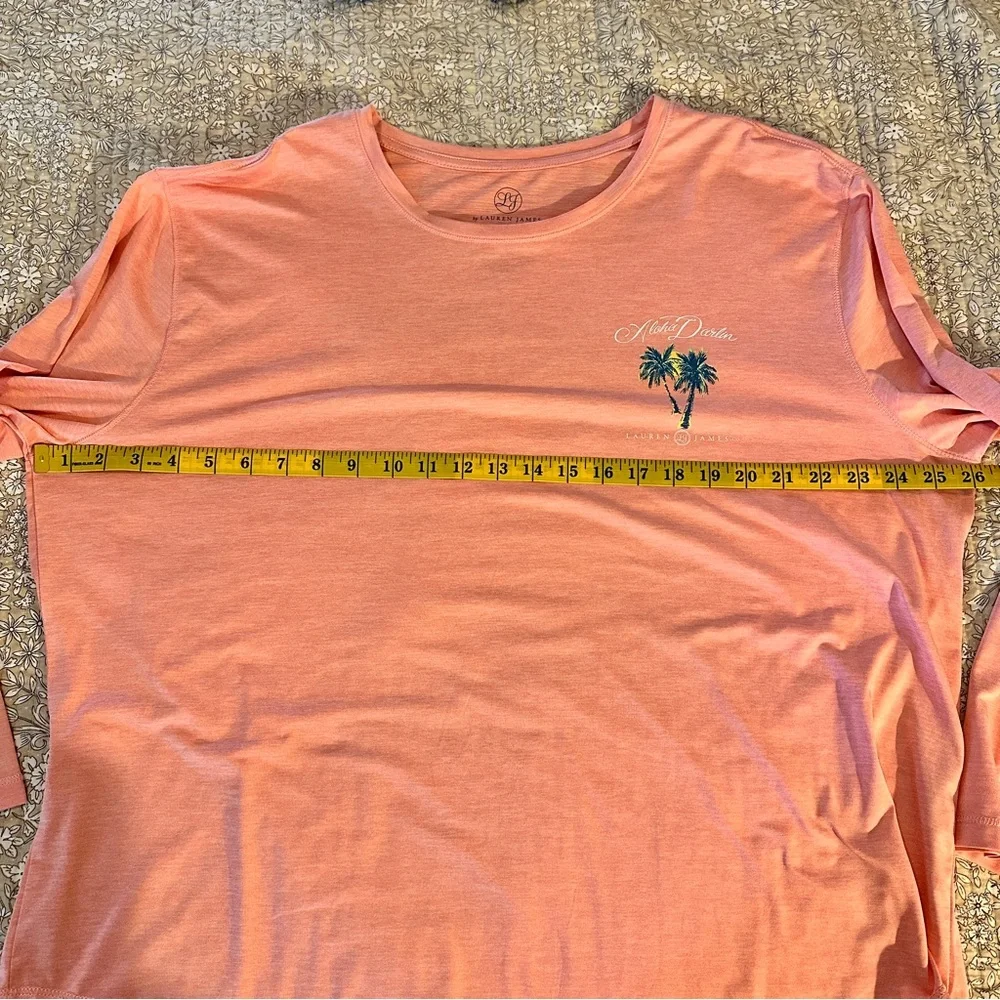 Lauren James Coral Tee with Palm Tree Design - Picture 6 of 11